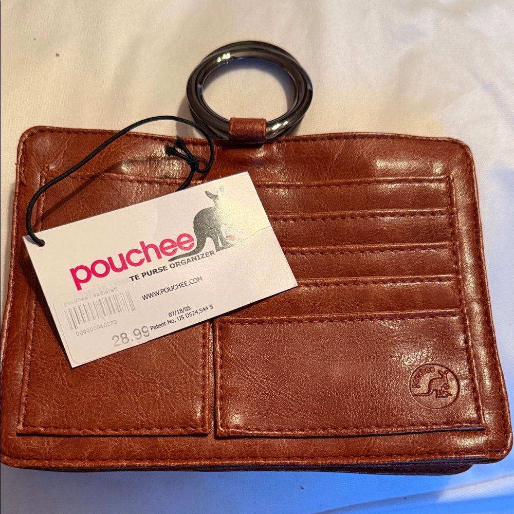 Pouchee Brown Leather Purse Organizer